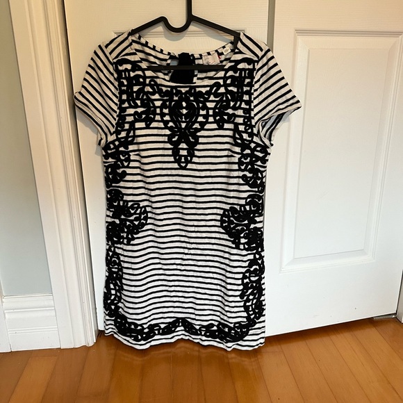 Anthropologie Postmark Scrolled Striped Tunic Dress Black & White - Picture 5 of 5